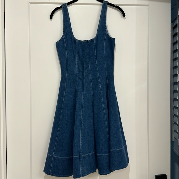 staud denim mini dress STAUD Mini Wells Dress